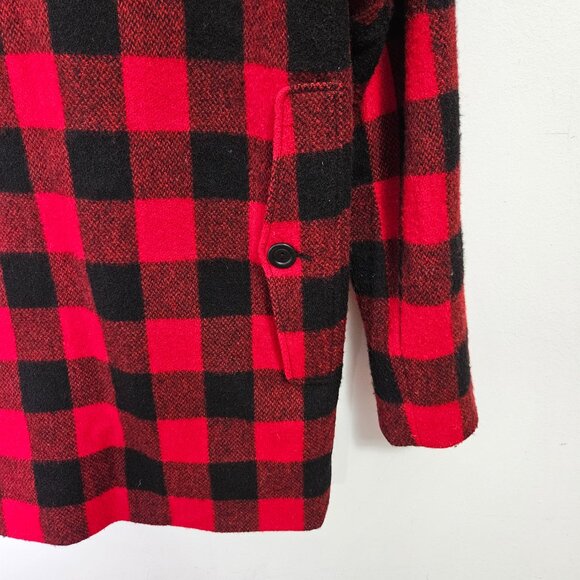 NILI LOTAN Buffalo Plaid Wool Jacket Coat Zs 0 Red Black Cabincore Fisherman - Picture 11 of 12